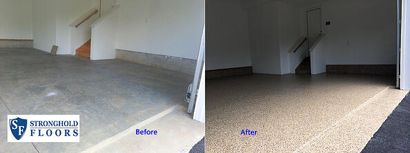 Before and after garage floor coatings