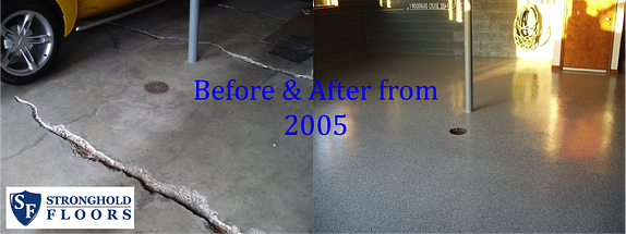 Before and after Stronghold Floors garage project
