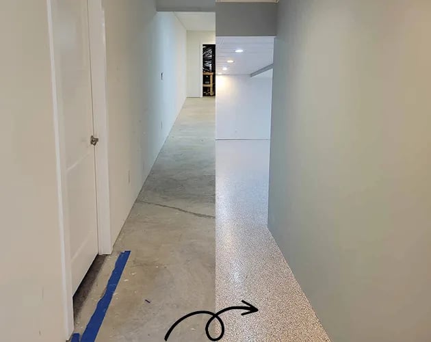Highland, MD before and after basement floor coatings by STRONGHOLD FLOORS