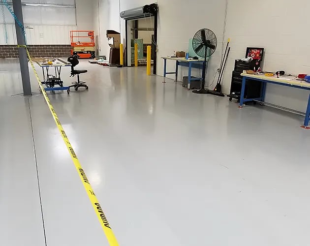 Solid color epoxy coatings for warehouse