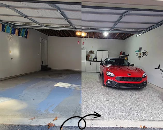 Marysville, PA before and after garage floor coatings