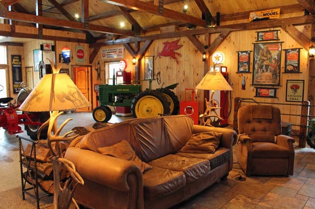 A cozy living area featured our decorative chip coatings in the back.