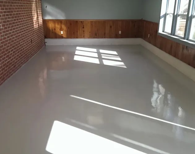 Solid color basement floor coatings by STRONGHOLD FLOORS