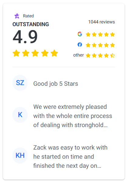 Stronghold Floors has over one thousand 5 star reviews on Google, Angi, Yelp and NiceJob.