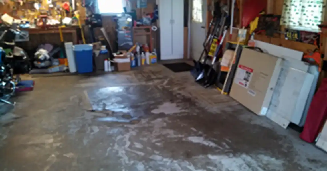 Cluttered, messy garage without our garage floor coatings
