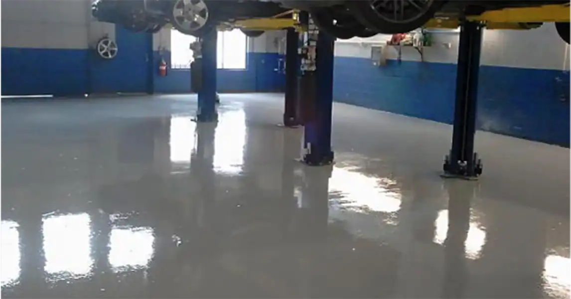 Commercial floor coatings in service bay
