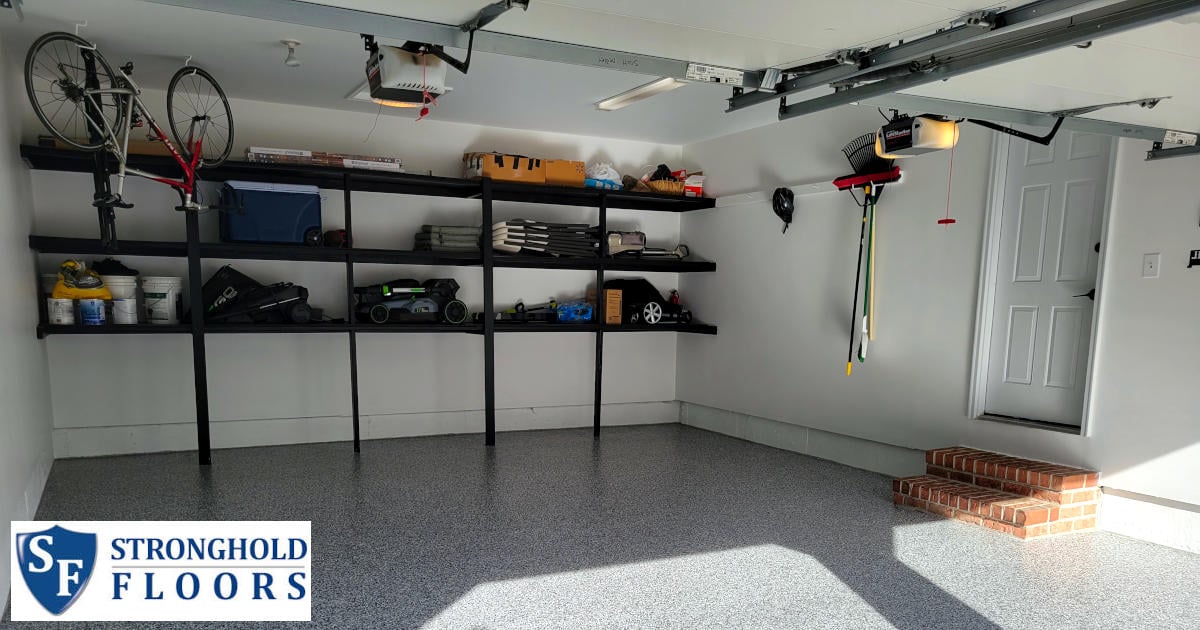 Laurel, MD garage with decorative chip epoxy coatings