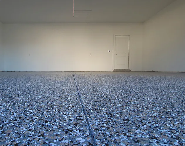 Decorative chip, epoxy garage floor coatings in Boiling Spring, Pennsylvania.