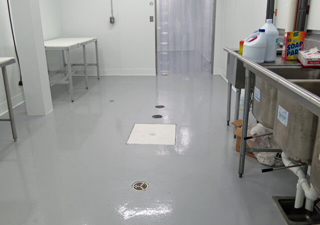 Epoxy coatings in walk-in cooler