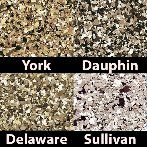York, Dauphin, Delaware, and Sullivan decorative chip flakes.