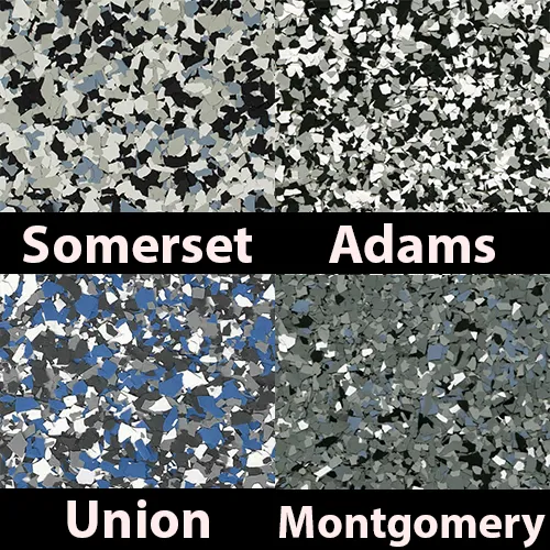 Somerset, Adams, Union, and Montgomery decorative chip flakes.