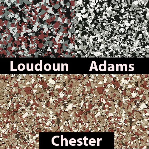 Loudoun, Adams, and Chester decorative chip flakes.