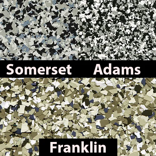 Somerset, Adams, and Franklin decorative chip flakes.